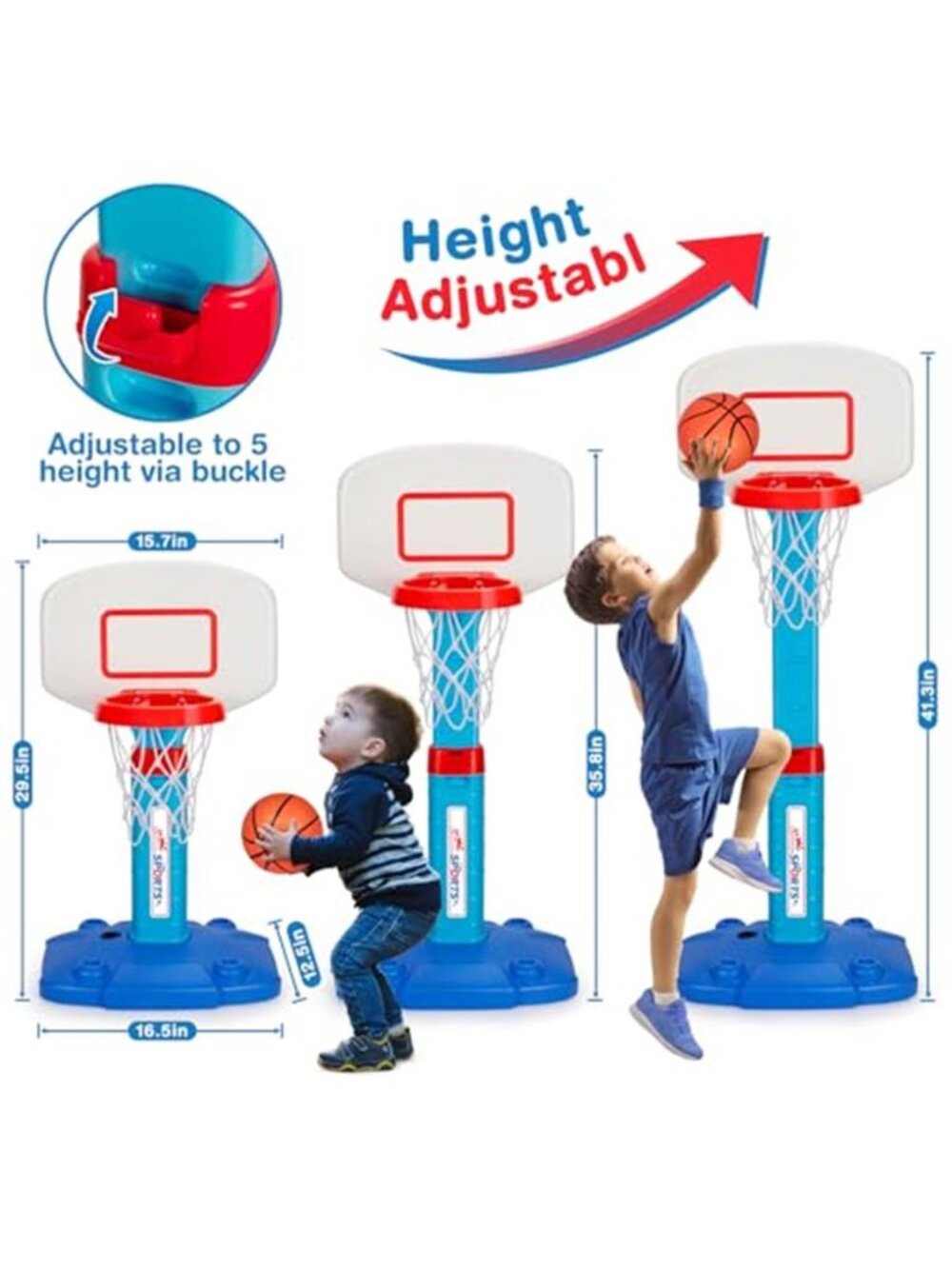 Basketball Hoop Indoor Outdoor Toys for Toddlers 1-3, Kids Basketball Hoop - Picture 2 of 6